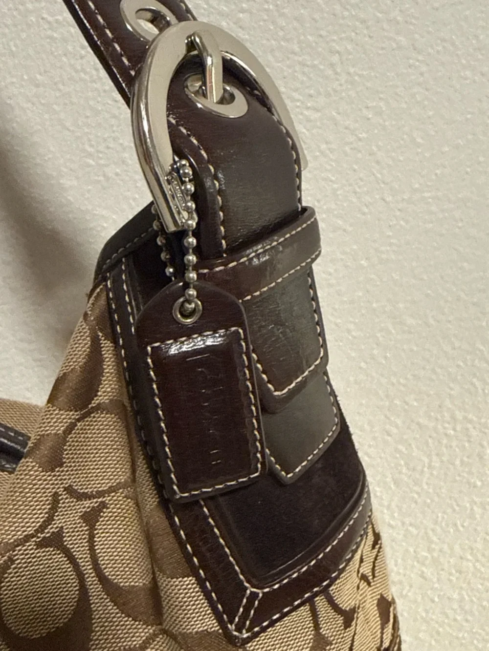 Coach Brown Signature Canvas Shoulder Bag